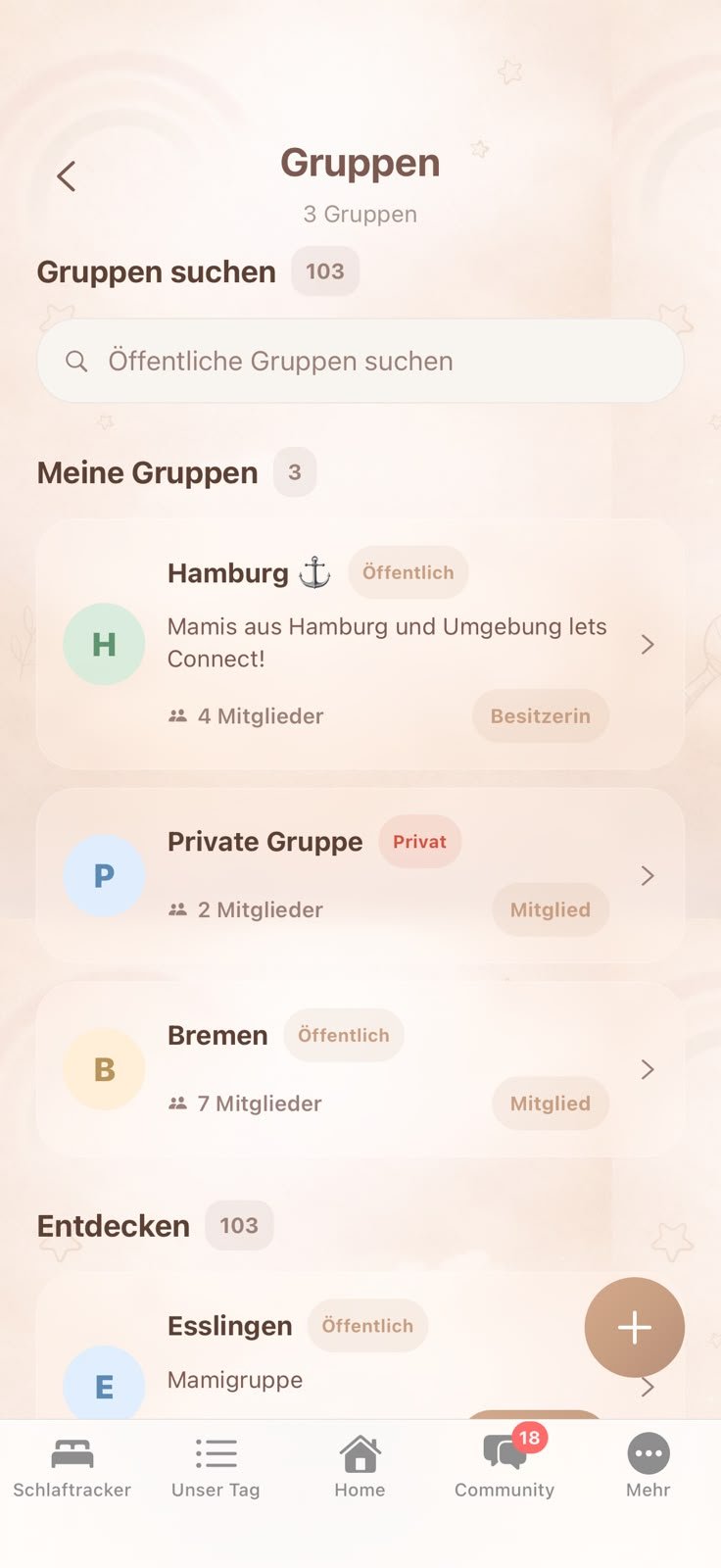Lotti Baby App – Community-Gruppen
