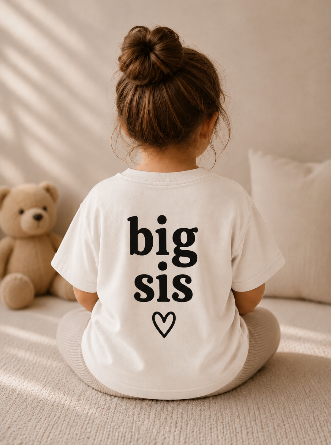 Big Sis Backprint DTF-Motiv auf einem Kindershirt – Bild 4