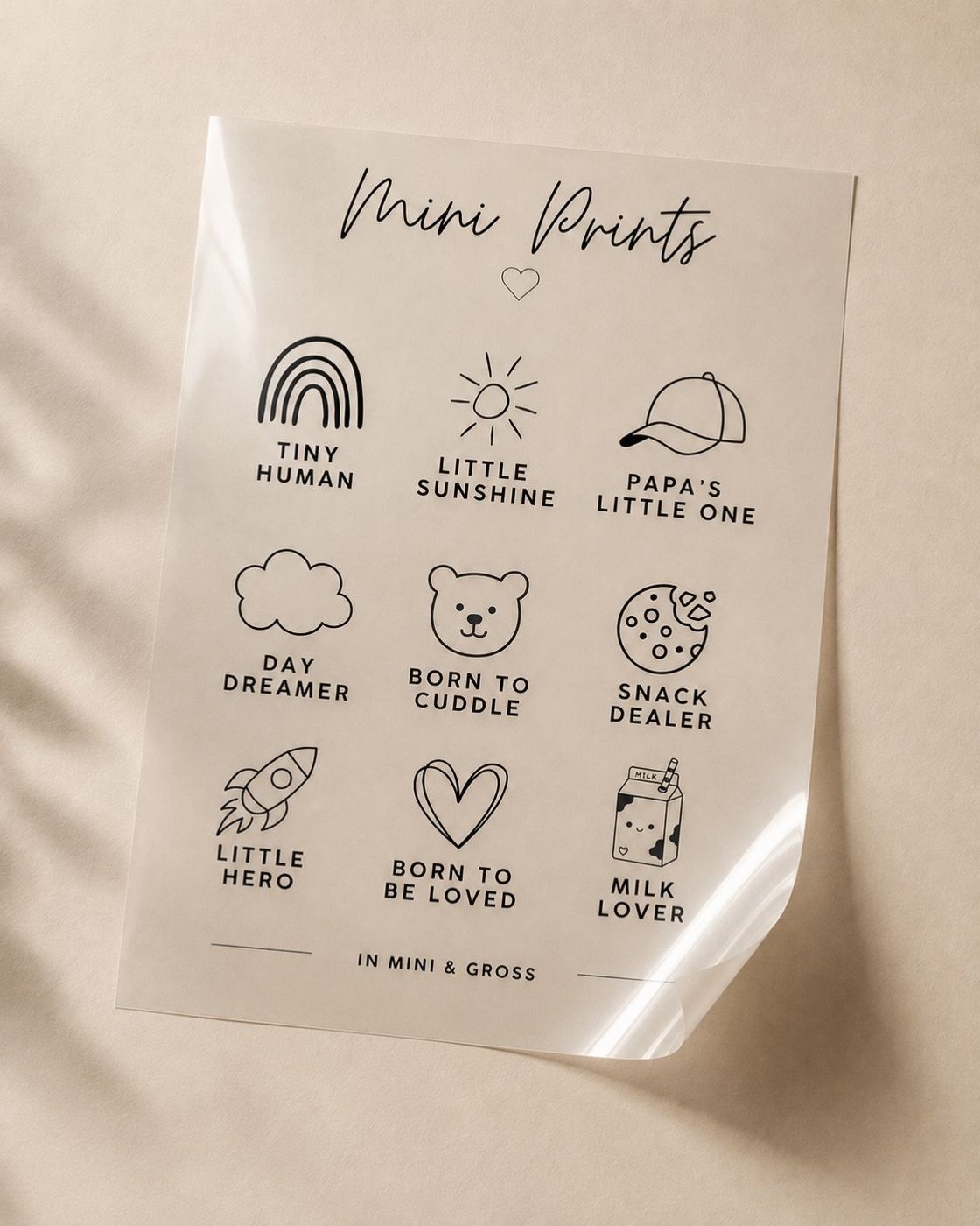 Mini Prints Folie mit allen Mini-Motiven